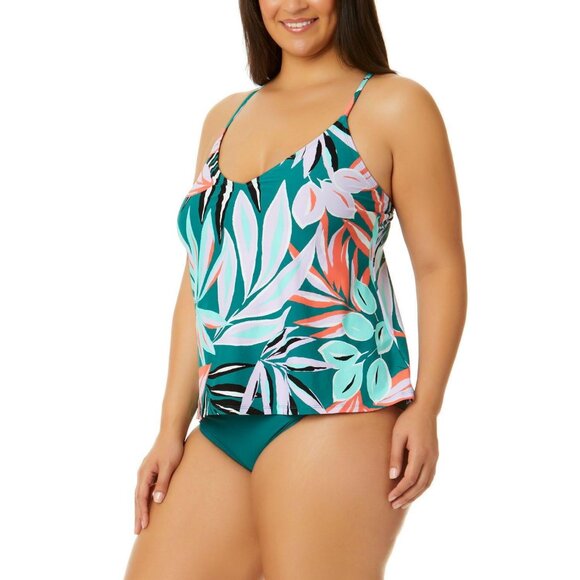 Anne Cole Limited Edition Zesty Tropical Triangle Tankini Top - Picture 3 of 6